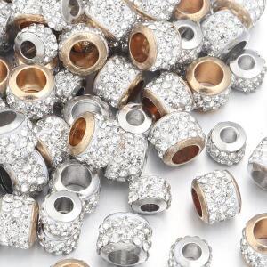 LINSOIR 20 개/세트 7X5/9X7mm 라인 석 크리스탈 Shambhala 볼 비즈 골드 실버 색상 보석 만들기  원형 홀