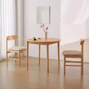 베스트리빙 하이디 네이처 알로 2인(1000) 원형 원목 카페 인테리어 식탁세트/의자 2개