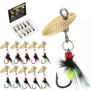 CWSDXM 플라이 낚시 10개의 PCS 습식 미끼 스피너 금속 송어 배스 팬피쉬를 위한