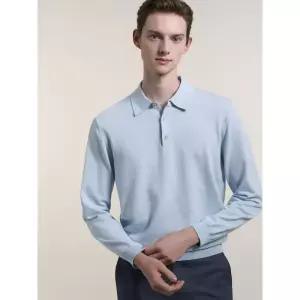 GALAXY [Prestige] 코튼 실크 폴로넥 스웨터 - 블루