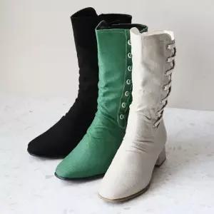 시원한 패브릭 컴포트 쿠션 미끄럼방지 펌프스 마 미들롱 부츠 5CM JANG-AN105