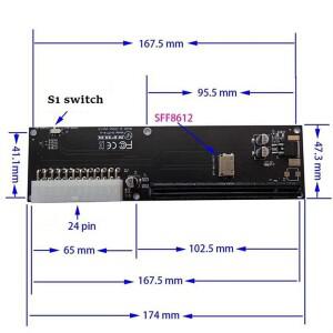 A13E Oculink SFF 8612 어댑터 카드 GPD WIN Max2 외부 그래픽 PCI E 16X 2230 M 키
