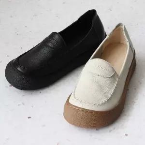 천연소가죽 밸런스 컴포트 쿠션 미끄럼방지 밴딩 로퍼단화 4CM LS-6316