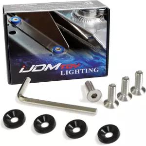 iJDMTOY 4pc JDM 레이싱 스타일 M6 블랙 알루미늄 와셔 볼트 키트 자동차 번호판 프레임 펜더 범퍼 엔진