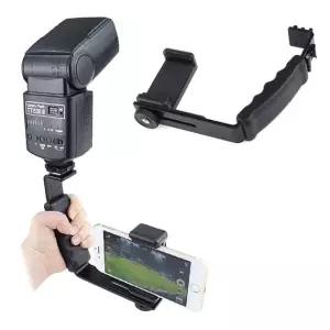 L형 핫슈 브라켓 핸드그립 삼각대 LED 라이트 거치대