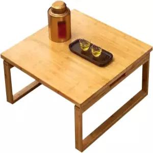 WIKLMOTH 일본식 접이식 커피 테이블 바닥에 앉을 수 있는 휴대용 티 로우 대나무 코타츠 다이닝 제단 베이