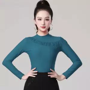 줌바 라인 여성 댄스복 방송 사교 라틴 긴팔 댄스상의