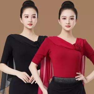 줌바 라틴 댄스복 여성 사교 라인댄스상의 티셔츠