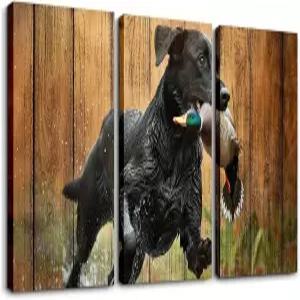 거실용 오리 사냥 액자 캔버스 벽 아트 귀여운 검은색 개 장식 침실 낚시 및 방 포스터 아트용 페인팅 그림