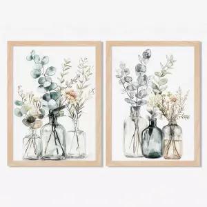 유리병 캔버스 프린트 미니멀리스트 식물 그림 거실용 자연 포스터 아트 욕실 주방 벽 장식 8X10IN의 액자