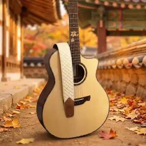 프라노이 청연 백향62 아이보리 통 일렉 베이스 가죽 기타 스트랩