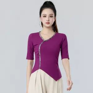 줌바 사교 댄스복 라인댄스상의 모던 라틴댄스 티셔츠