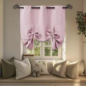 포니 댄스 주방 창문 커튼 - 타이업 쉐이드 라이트 필터 로만 드레이프가 장식용으로 우아한 밸런스 링 46