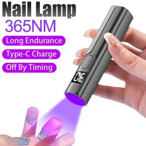 LED LCD 디스플레이가 충전식 전기 무선 네일 램프 365nm 휴대용 시간 제한 미니 소형 건조기 여성 손 발