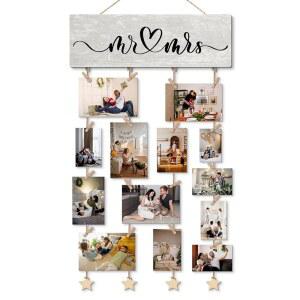 NaZaUK 부부용 침실 장식, 클립이 달린 사진 디스플레이, 액자 콜라주 커플 선물 아이디어, 가정용 거실 벽 장식