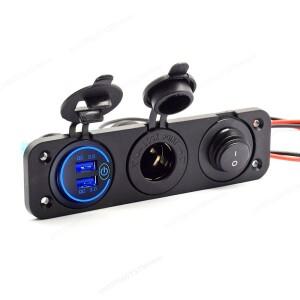 12V 36W 듀얼 QC3.0 USB 차량용 충전기 포트 방수 로커 토글 스위치 포함 RV 버스 보트 트럭 ATV용