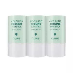 [김정문알로에]김정문알로에 큐어 쉴드 쿨링 선스틱 23g(SPF50+) 민트스틱 수딩자차 3개 Ss (36837896)
