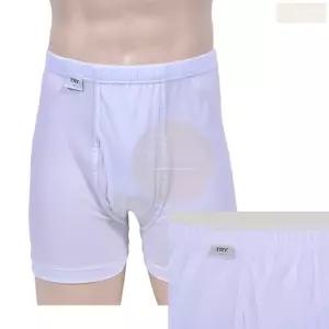 TRY 순 면 흰색 백색 남성용 긴 사각 팬티 드로우즈 속옷 언더웨어