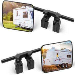 1쌍 자동차 견인 미러 범용 클립 윙 연장 RV 트레일러용 조절 가능 카라반