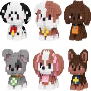 하이 고도 도그 파티 빌딩 세트 미니 동물 블록 구디 백 스터퍼 6팩 교실 소정의 장난감 14세 성인을 위한