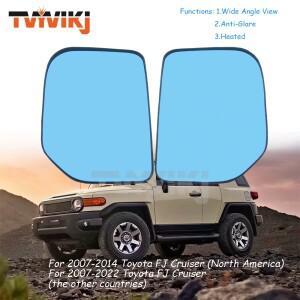 도요타 FJ 크루저 2007-용 사이드 리어뷰 미러 블루 글래스 렌즈 1쌍 광각 시야 눈부심 방지 도어