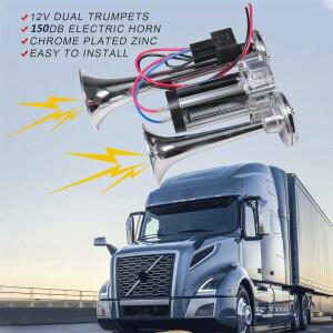 12V 24V 에어혼 150db 전기 듀얼 소형 스피커 호환 자동차 사이렌 사운드 보안 경보 신호 트럭 보트 선박용