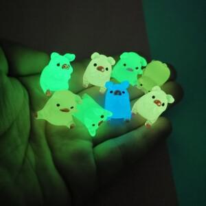 미니 돼지 만화 귀여운 야광 송진 돼지 다채로운 미니어처, 수제 DIY 쥬얼리 액세서리 장식, 인형의 집 홈