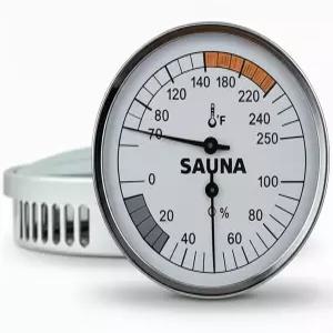 수바스트 기계식 사우나 온도계 습도계 스테인리스 스틸 및 김서림 방지 유리 2-in-1 온도(70？250°F)