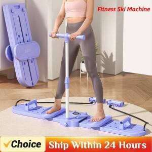 핸들 및 당김 로프가있는 피트니스 스키 기계 접이식 시뮬레이션 스키 트레이너 전신 운동을위한 골반 바닥