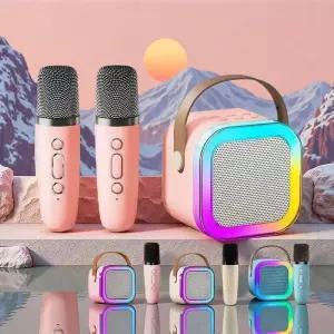 K12 블루투스 스피커 노래방 기계 휴대용 시스템 1-2개의 무선 마이크 포함 가족 노래 선물