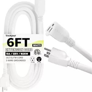 16/3 흰색 실내용 연장 코드 6피트 방수 3개의 프롱 접지 플러그가 있는 13A 1625W 16AWG SJTW 유연한