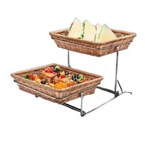 라탄 사각 디저트스탠드 빵트레이 베이커리 진열대