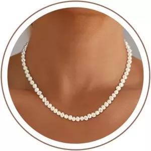 페조도 여성용 진주 목걸이 18K 금/은 도금 레이어드 앙증맞은 초커 및 귀걸이 세트 엄마 아내 여자친구