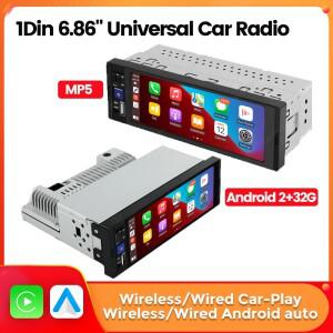 MEKEDE 6.86'' 1Din 유선 무선 Carplay 안드로이드 자동 MP5 자동차 라디오 멀티미디어 플레이어 BT FM 미