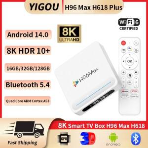 새로운 안드로이드 14.0 H96 Max H618 Plus Allwinner H618 HDR 8K Wifi6 BT5.4 음성 보조 미디어 플레이어
