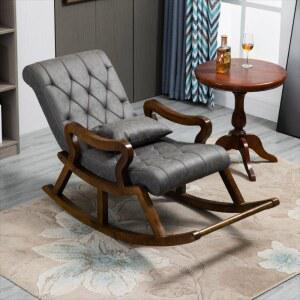 흔들의자 1인가구 단단한 나무 아파트 두꺼운 성인 그레이 엔틱 안락 라운지 라이트