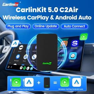 CarlinKit 5.0 C2Air 무선 어댑터 무선 카플레이 안드로이드 오토 플러그 앤 플레이 2.4G&5.8Ghz WiFi BT