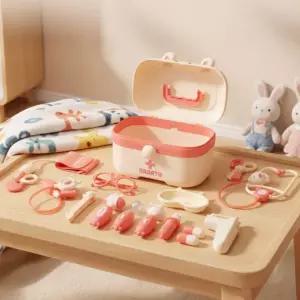 토끼 가방 병원 놀이 아동 장난감 청진기 세트 핑크