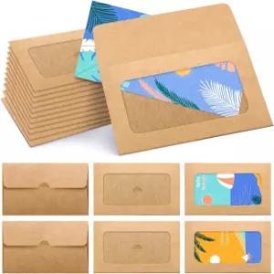 텔링 60팩 윈도우 기프트 카드 봉투 소매 벌크 빈칸 홀더 3.9 x 2.4 인치 신용 사이즈 비즈니스 초대장