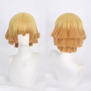 오타쿠 귀멸의 칼날  내 아내 젠이츠 가발 두피 윗머리 그라데이션 겹겹이 짧은 머리 가짜
