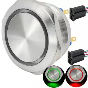 순간적인 빅 푸시 버튼 스위치 8/5인치 40mm 방수 IP67 빨간색 및 녹색 24VDC 2가지 색상 스테인리스 스틸