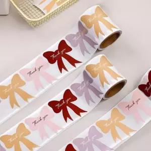 스티커 리본 포장 스티커 롤 2개 세트 다이어리 꾸미기 및 선물 포장용 라벨