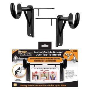 스파크 이노베이터 블랙 탭 브래킷 - 30초 만에 커튼을 걸 수 있습니다! 드릴 즉석 커튼 막대 없음 1.25인치, TV에서 볼 있듯이 30파운드, 2개 세트를 보관할 있습니다