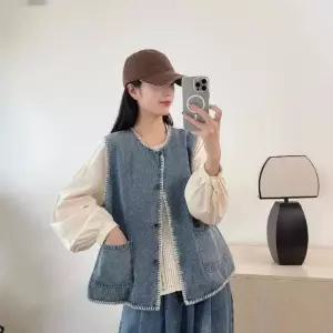 여자 청 가을 캐주얼조끼 싱글 레이어드 조끼 야상 admr3