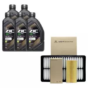 ZIC K5 DL3 1.6 가솔린 엔진오일 지크 X9 제로 0W20 5리터 순정 오일필터 에어필터 세트