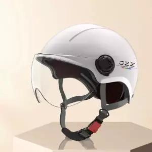 반모헬멧 오픈페이스 초경량 사계절 오토바이 스쿠터 밀크티화이트 HD 렌즈 프리사이즈