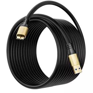 USB 3.0 마이크로 10핀 케이블 15FT 엑스트라 롱 타입 A에서 B 외장 하드 드라이브 코드 5Gbps 고속 전송