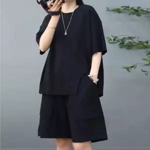 여성 여름 유니크 투피스 세트 반팔 반바지 셋업 SBT3+9YeM