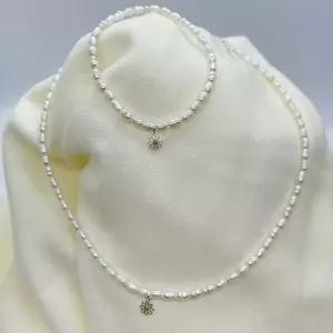 실버925 못난이 천연 담수 진주 목걸이 팔찌 세트 ITi2+1KgS