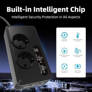 200W 12V에서 230V로 변환하는 EU 소켓용 차량용 인버터 시가잭 플러그 USB C 포트 차량용 변환기 고속 충